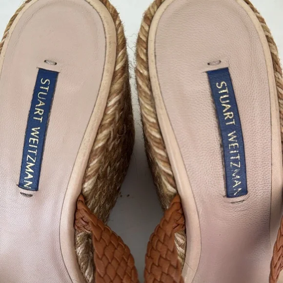Stuart Weitzman Elsie Woven Wedges/3 tone cream/brown/beige/Braided accent/jute. - Picture 6 of 10